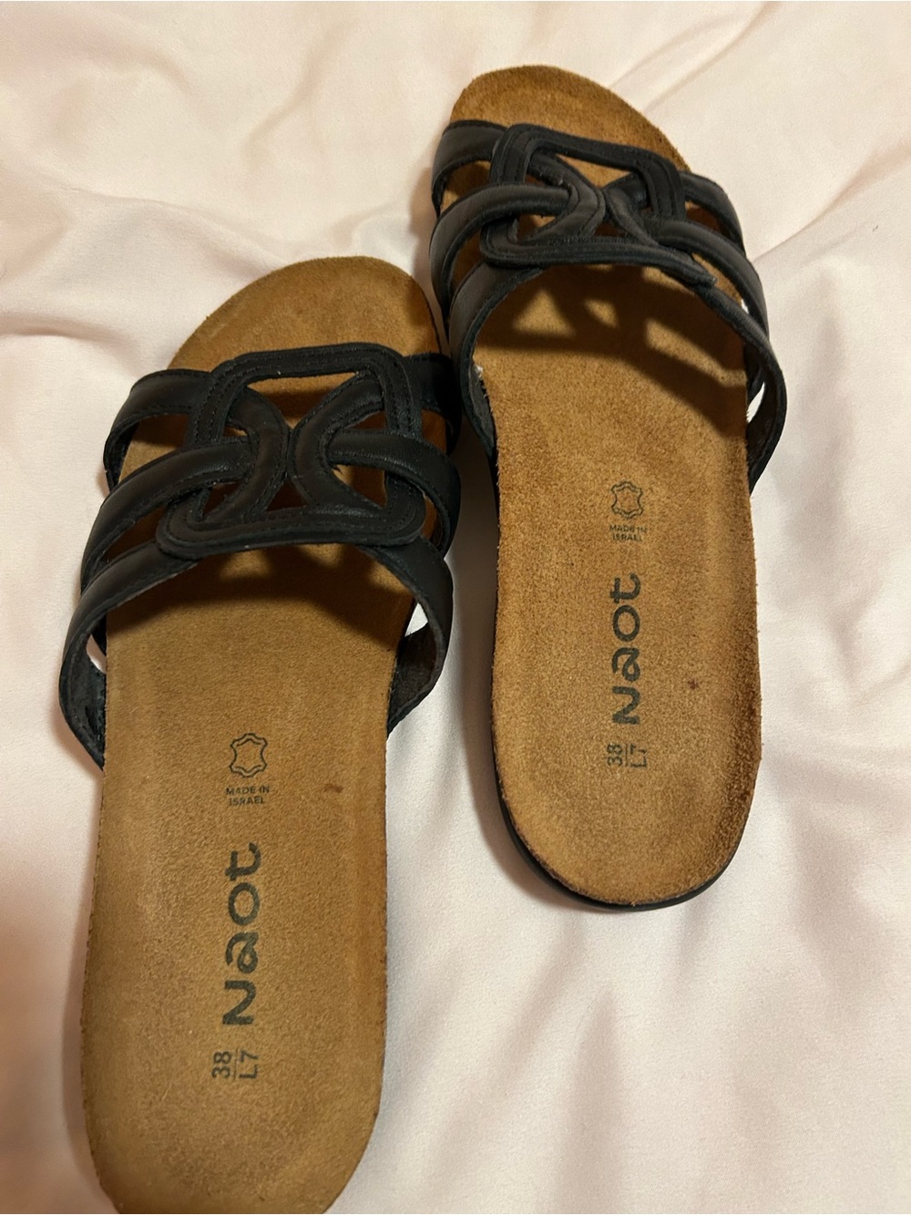Naot Women’s Black Leather Slide Sandals